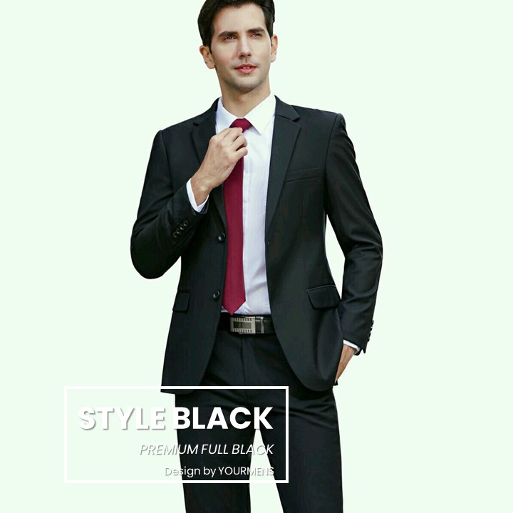 JAS KERJA PRIA NEW STYLE BLACK SLIMFIT BAHAN HIGH TWIST FULL FURING ORIGINAL NIKAYU