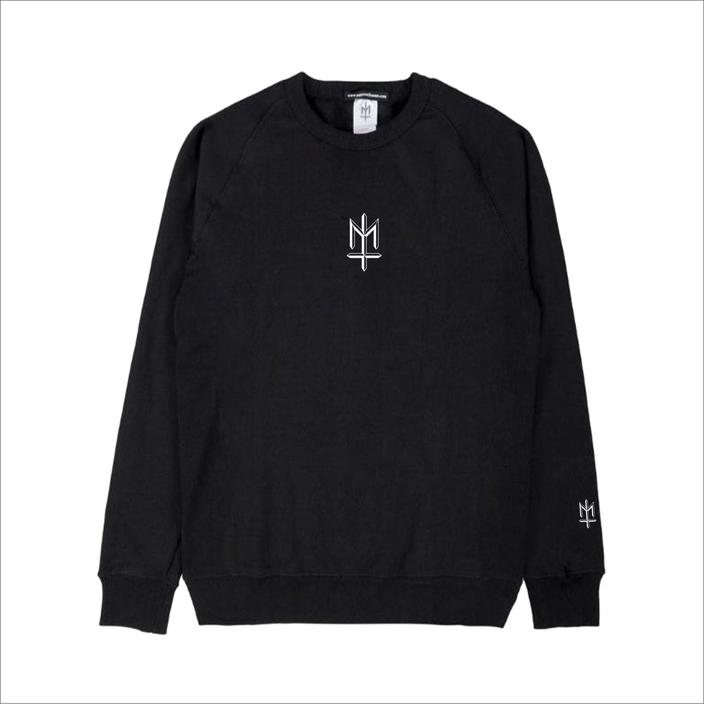 SWEATER CREWNECK MATERNAL HITAM LOGO PUTIH