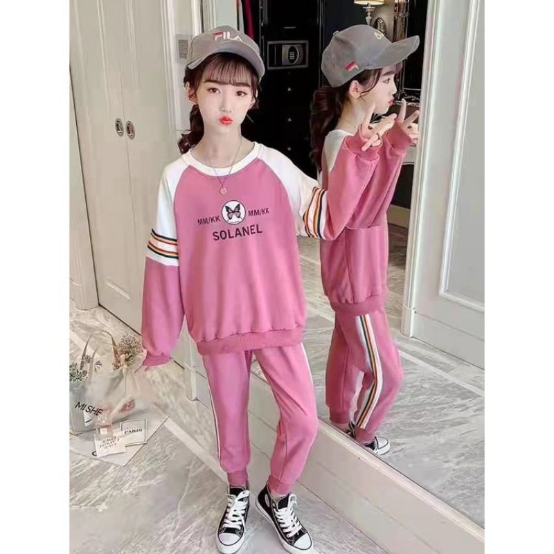 setelan baju celana training sport anak perempuan import setelan sweater anak cewek perempuan import