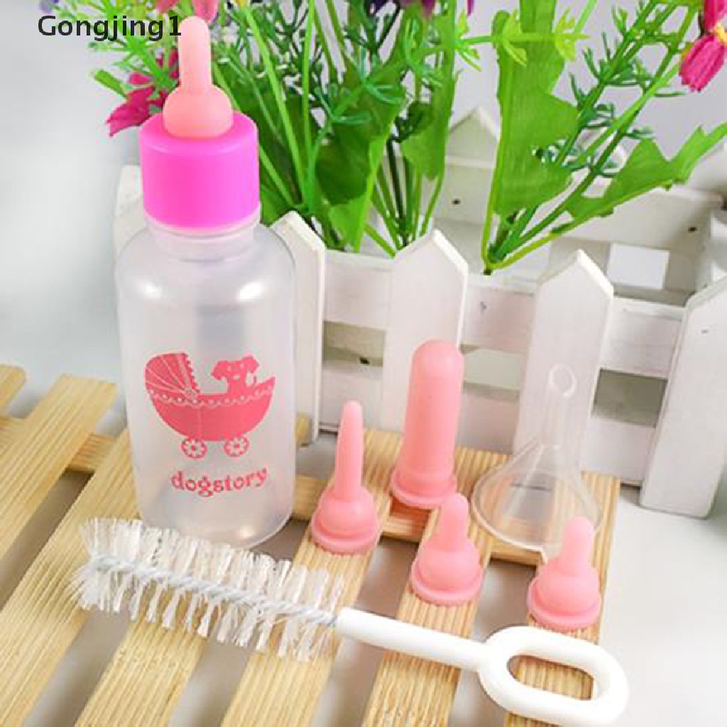 Gongjing1 7PCS / Set Botol Susu Silikon Dengan Dot Pengganti Untuk Hewan Peliharaan