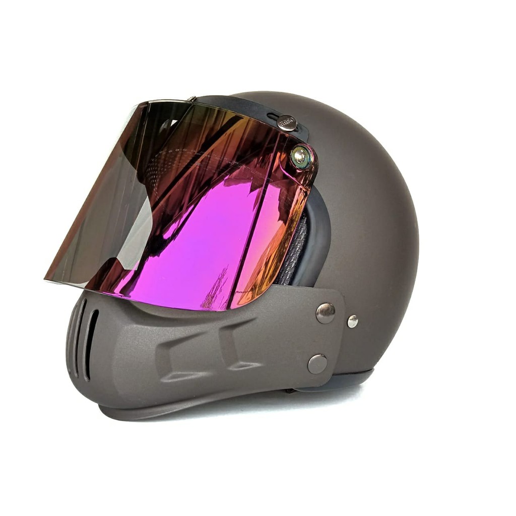 Helm Retro Cakil Modular Abu abu Doff (Vespa / Klasik / Vintage)