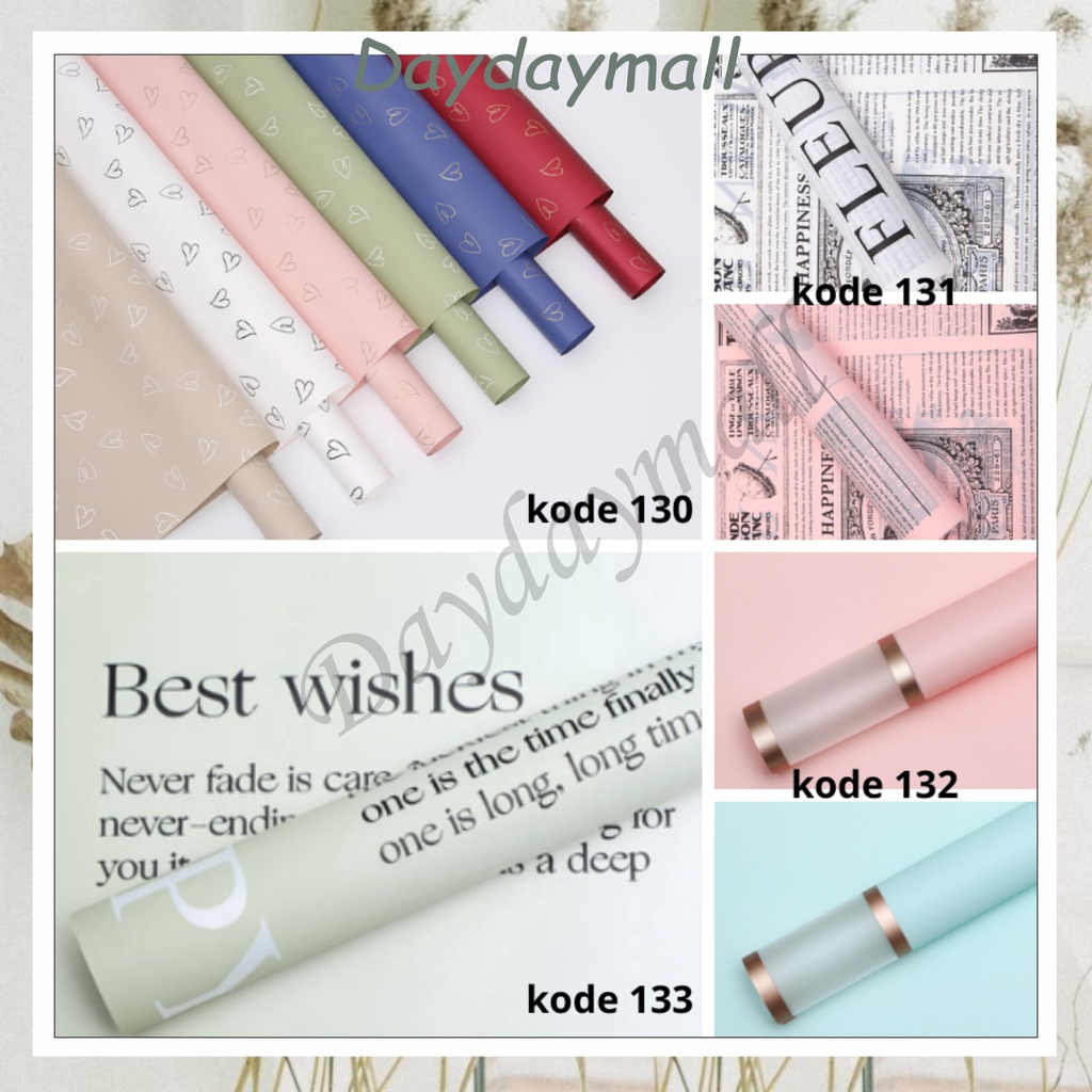 Kertas Bunga Wrapping Paper Cellophane Waterproof Hand Buket Ecer Florist 6130 6131 6132 6133