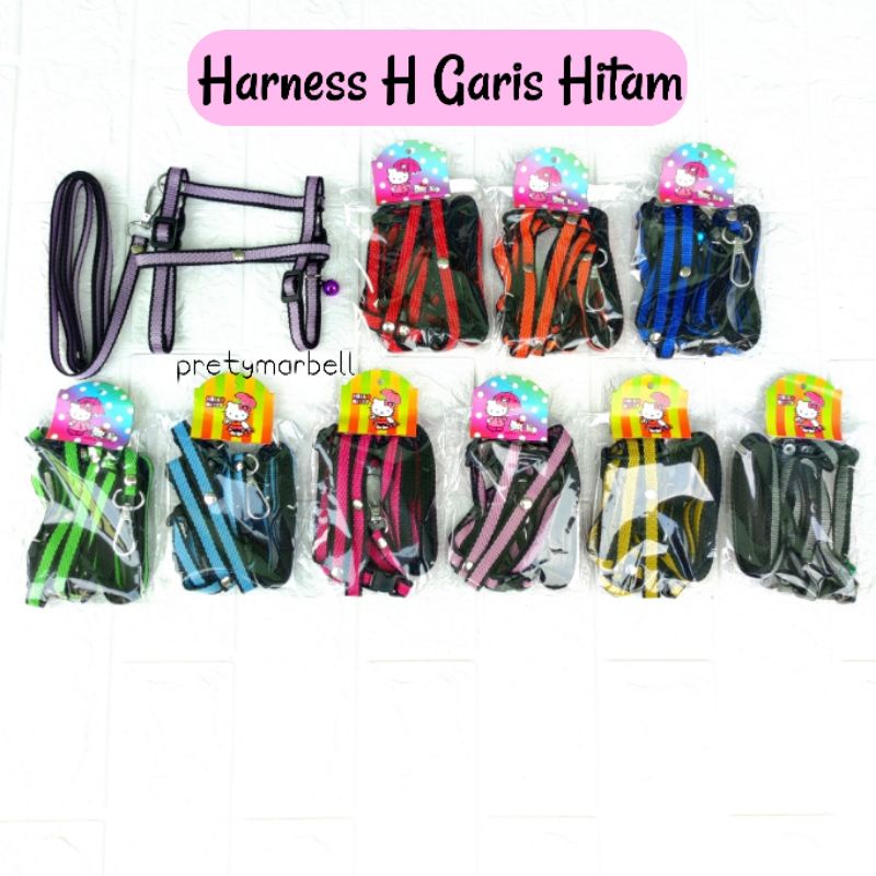 Tali Kucing Hernes Harnes H Harness Tali Badan Hewan Motif Garis Hitam