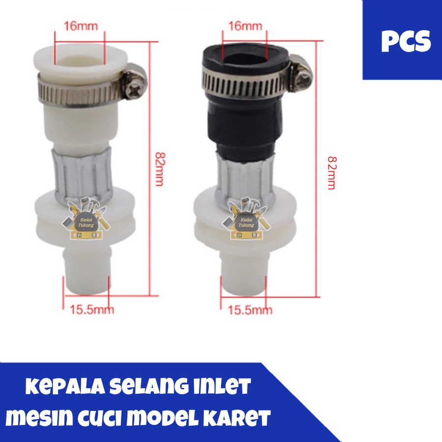 Kepala Sambungan Selang Kran Air Mesin Cuci Inlet Otomatis Konektor Karet Klem Slang Clamp Connector Water In Let Washing Machine Automatic