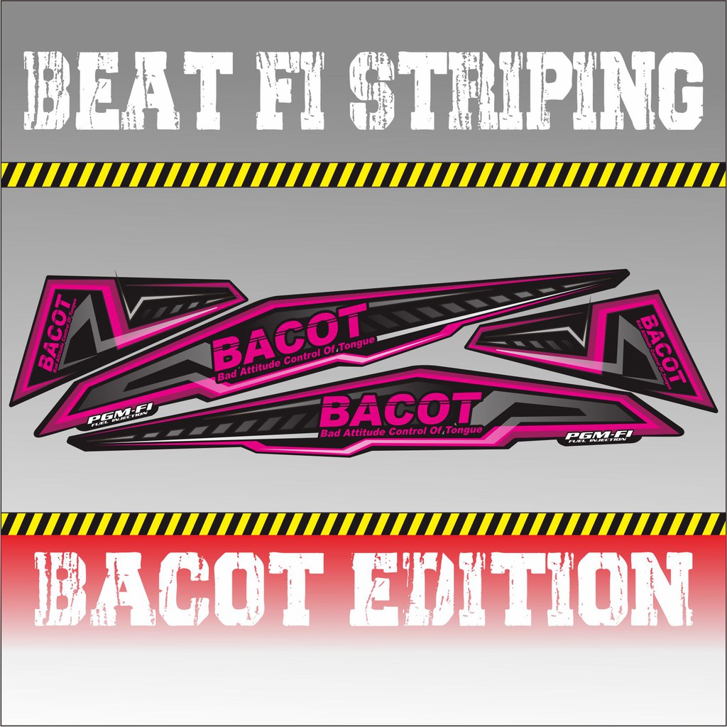 STRIPING VARIASI BEAT FI BACOT EDITION BACOT - STICKER BACOT- STRIPING VARIASI BEAT FI PINK