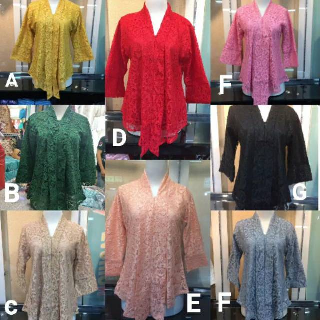 Kebaya Kutubaru Floy Brokat / Kebaya Brokat / WARNA GREY / NAVY / MAROON / PUTIH / HITAM / MOCCA NEW
