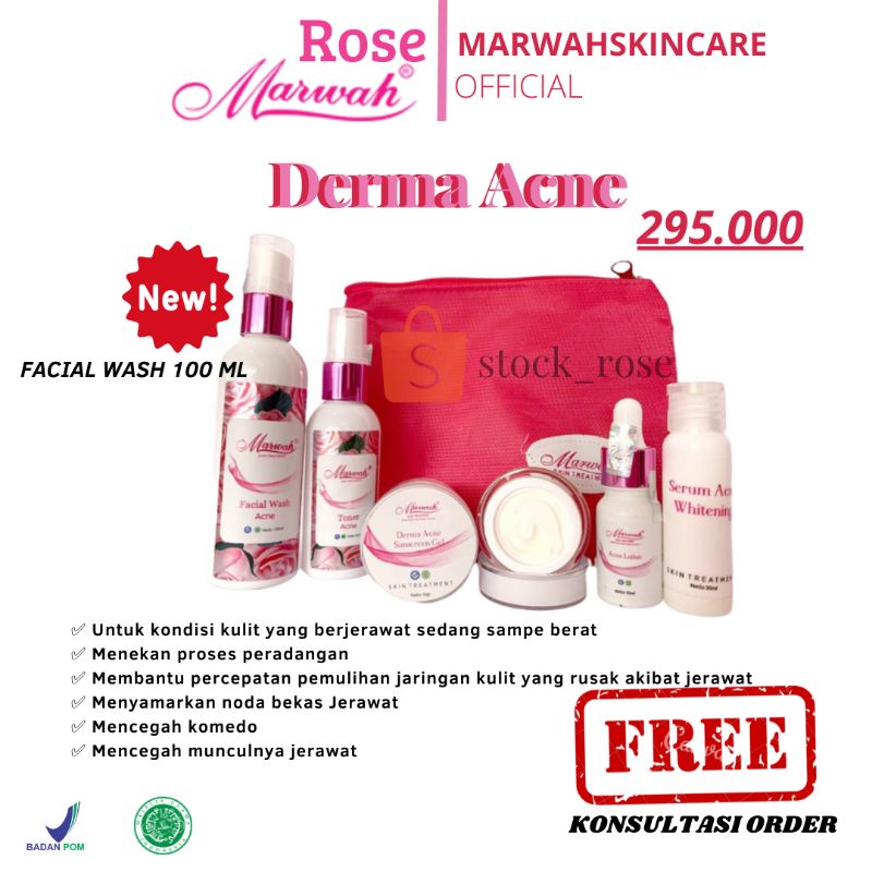 MARWAH DERMA ACNE / PAKET WAJAH JERAWAT/ PEMUTIH WAJAH BERJERAWAT BPOM/ PEMUTIH WAJAH/ OBAT JERAWAT