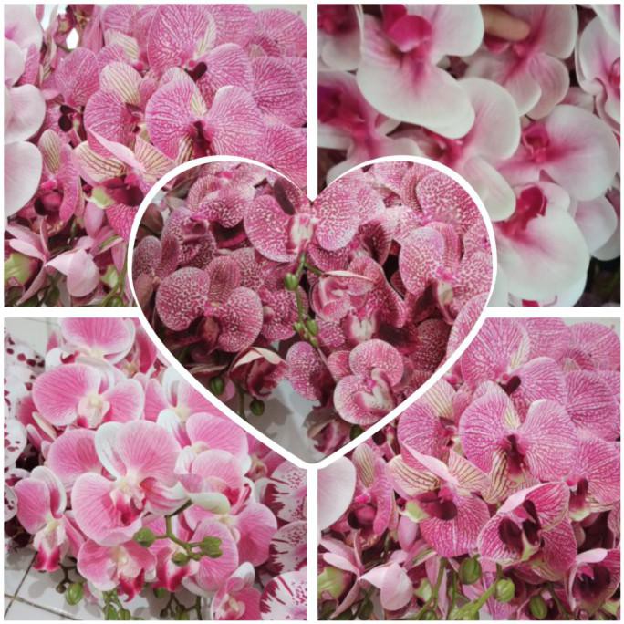 Rangkaian Bunga Anggrek Latex 5 Tangkai Pot Viber Jumbo Anggrek Artifi