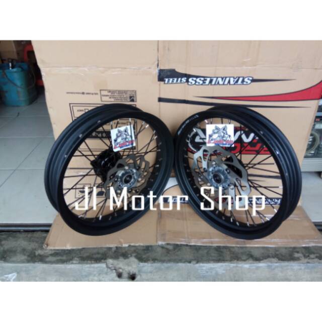 Full Sepaket Velg Super Moto SuperMoto KLX 150 DTRACKER D-Tracker 150 CRF 150 CRF150 L WR155 WR 155 TROMOL ORIGINAL FREE PIRINGAN CAKRAM WARNA BEBAS PILIH 185 215 250 300 350