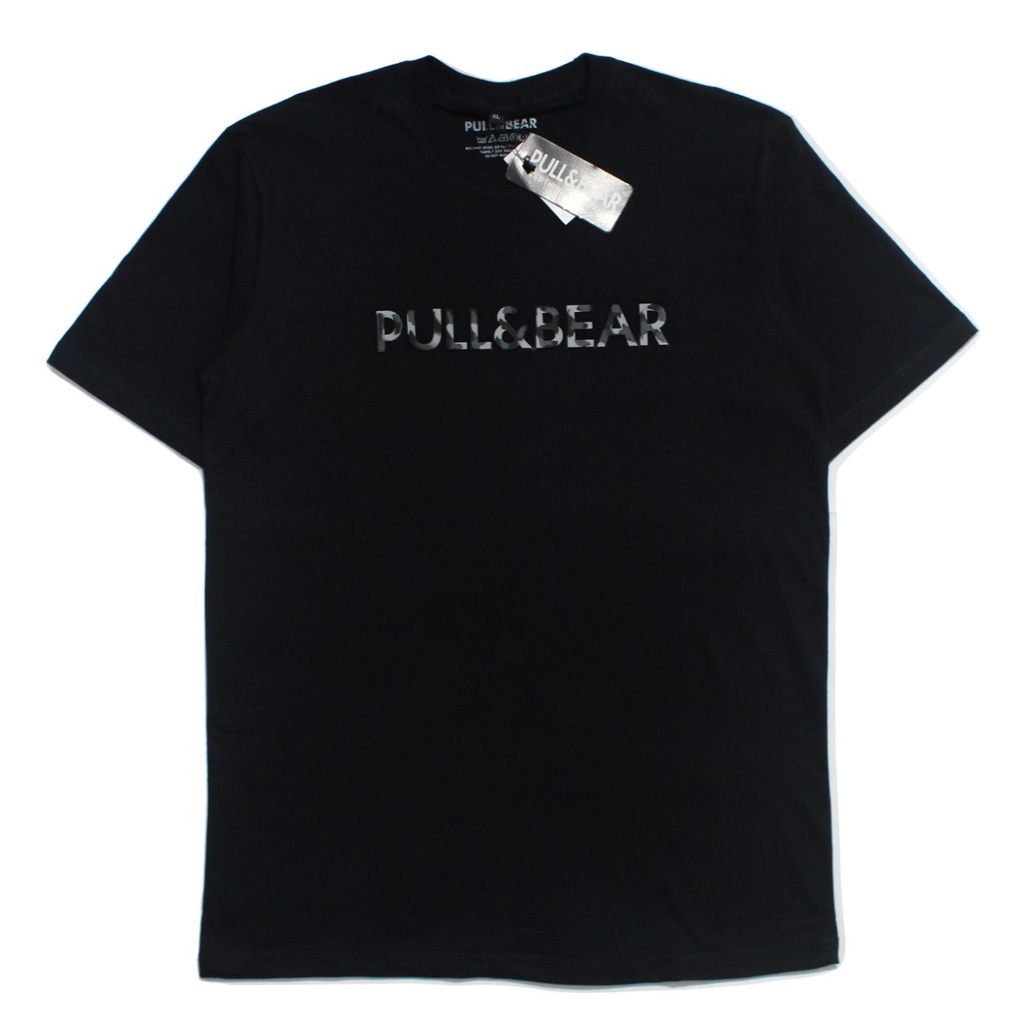 Free Paper Bag T-Shirt Kaos Pull &amp; Bear Flocking Full Lebel dan Hantag // Atasan Kaos Pull and Bear Premium Quality