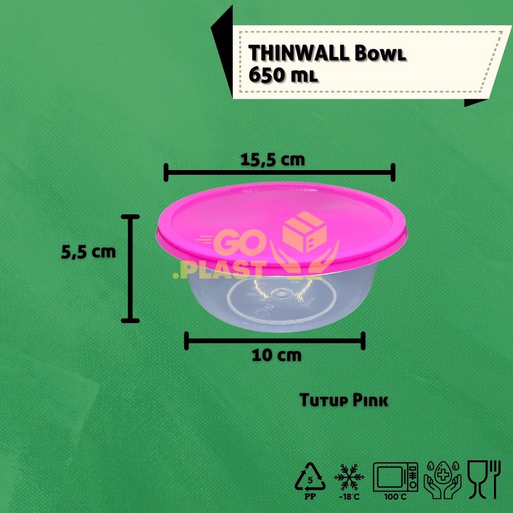 THINWALL BOWL 650 ML  / MANGKOK PLASTIK 650 ML WARNA isi 12 pcs