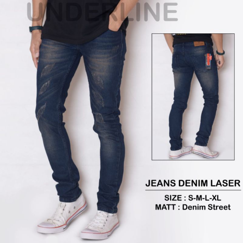 Celana Panjang Jeans Pria Original Underline Model Laser Terbaru