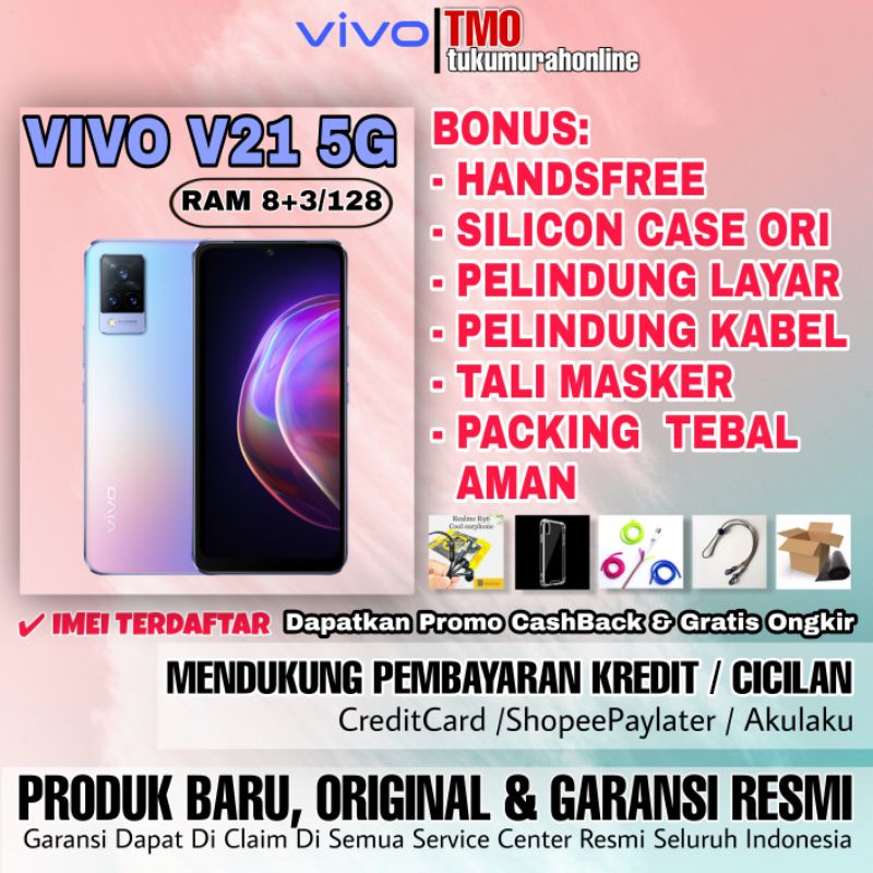 VIVO V21 5G 4G 8/128 RAM UP TO 11GB GARANSI RESMI
