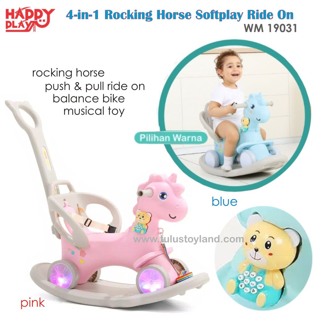 Happy Play 4in1 Rocking Horse Softplay 3in1 Ride On Mainan kuda kudaan 4 in 1 Balance Bike 3 in 1