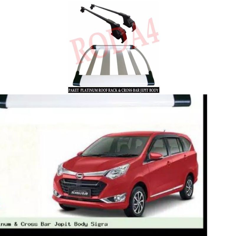 Paket Rack mobil All new Brio Roof rack platinum / & kaki Cross bar Montana