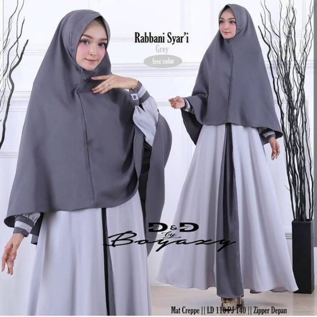 Rabbani syar'i grey / gamis syar'i terbaru / gamis syar'i polos / gamis syar'i bagus