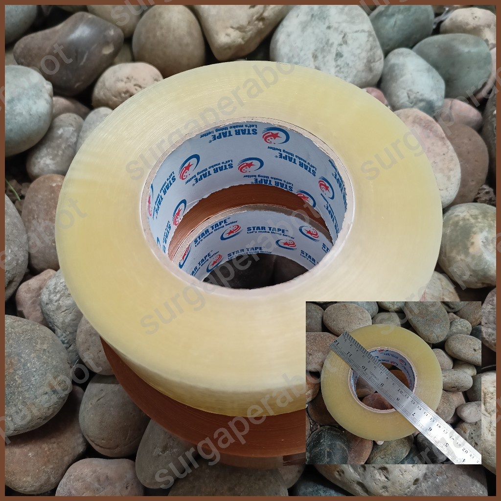

Lakban Bening & Coklat Jumbo 2 inch 45mm x 300 Yard - Solatip Besar Selotip Tebal