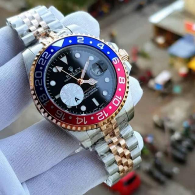 Jam Rolex GMT Master II Jubile Ring Ceramic Blue Red Pepsi