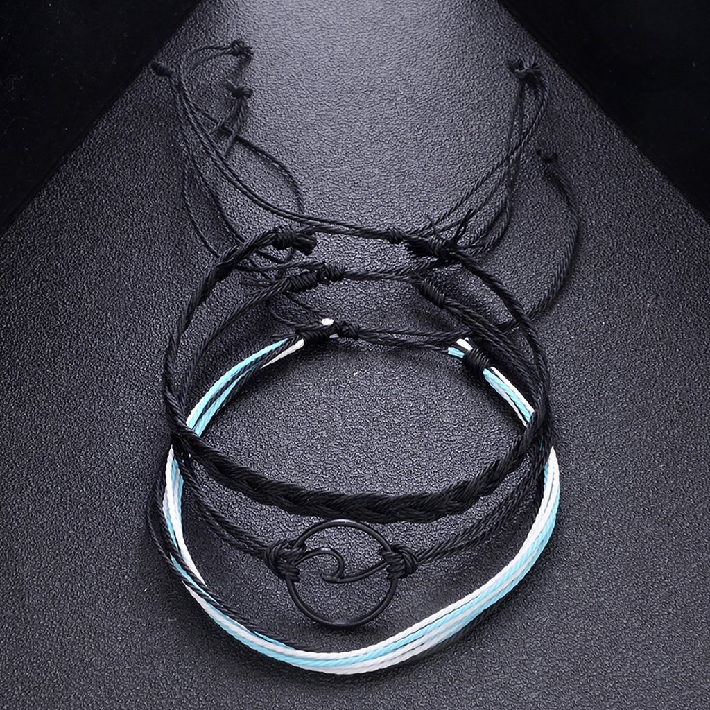 3pcs / Set Gelang Tali Kepang Multilayer Gaya Bohemia Untuk Kencan