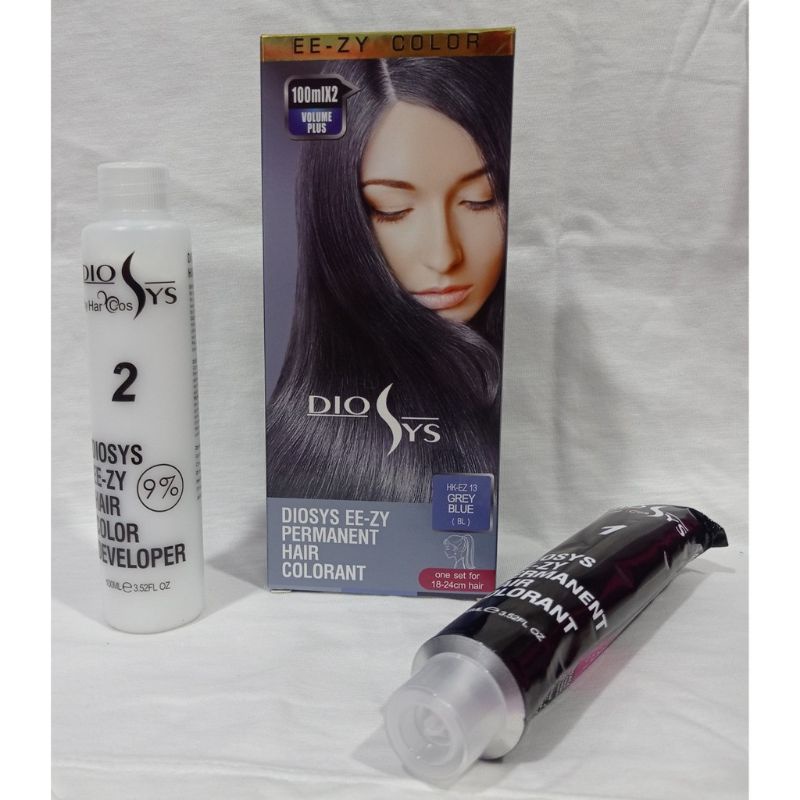 Cat Rambut Diosys Grey Blue Ash HK-EZ 13 ( cat 100ml + Oxydant 100ml ) diosis hair color bleaching