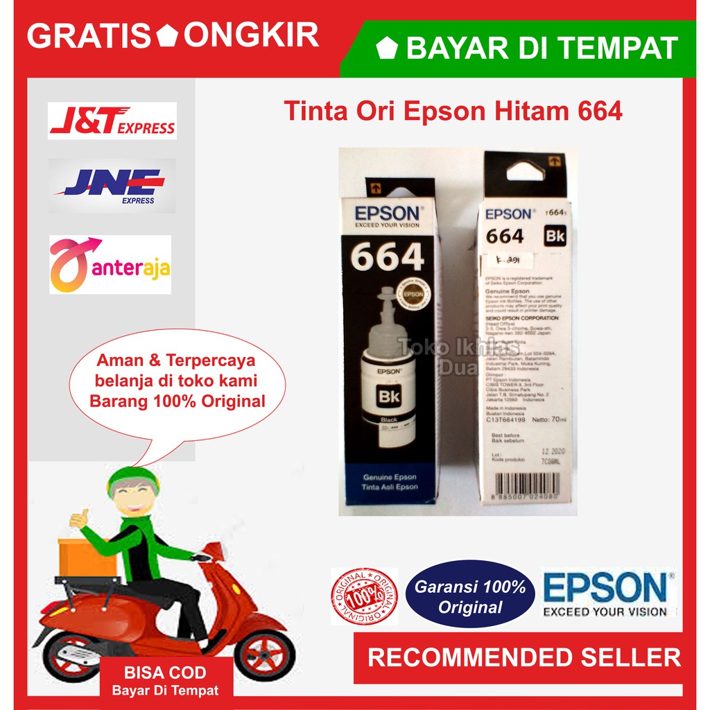 REFILL EPSON 664 Black/ tinta epson PRINTER/tinta epson/tinta printer/tinta/664/Tinta Ori Epson 664/Tinta Ori Epson