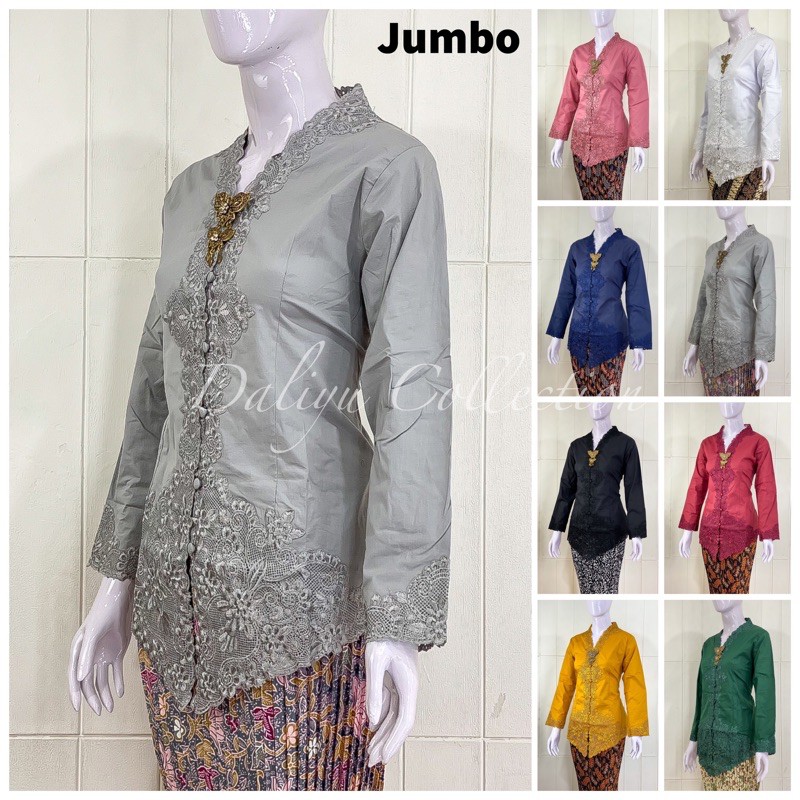 JESS03 - Daliyu KEBAYA ENCIM JUMBO LENGAN PANJANG BORDIR SENADA Katun Stretch / XXL 3XL 4XL 5XL