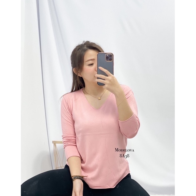 MDLV~8A38 KNIT VNECK // ATASAN LENGAN PANJANG //WOMEN FASHION IMPORT