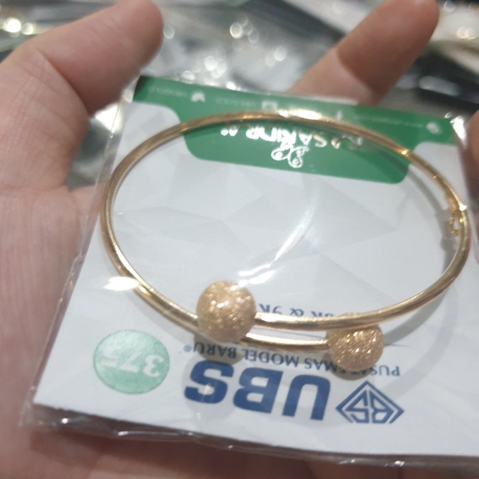 Gelang bangle oval pentol bola gold slempang tinju emas asli 375 muda