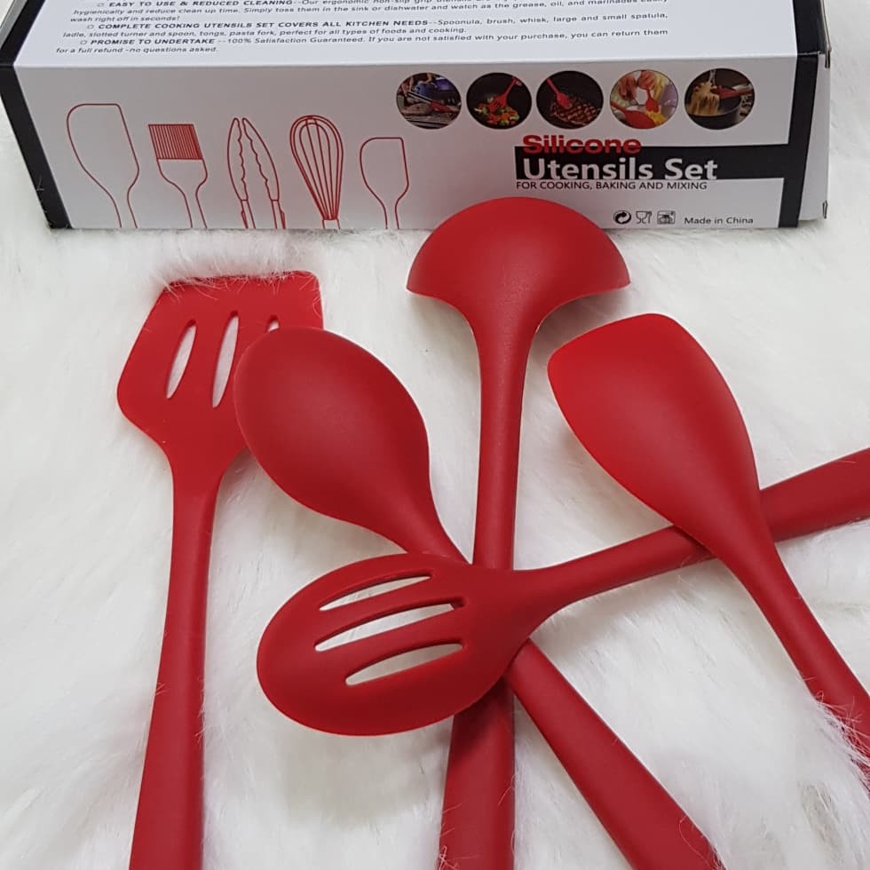 5pcs silicone spatula COOKING utensil set / set alat masak sutil silikon spatula