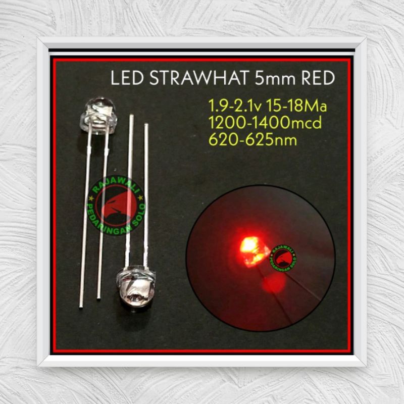 LED STRAW HAT 5MM MERAH 5PCS