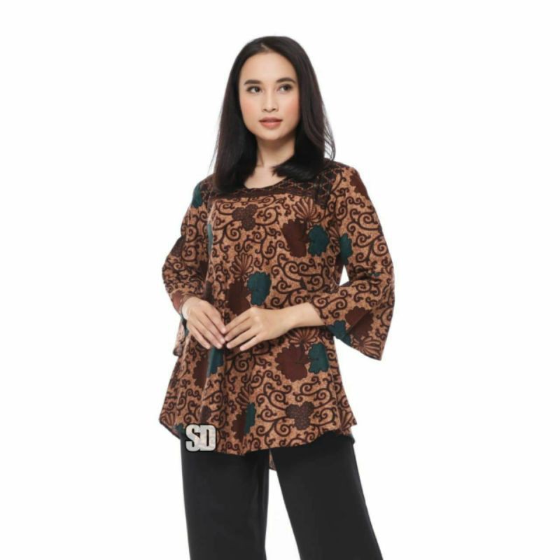 tey-17 Batik wanita ASJ SA HRB026 Kenongo Kemeja Tosca Pendek-14