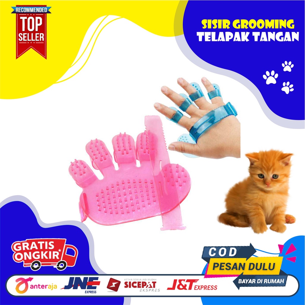 Sisir Mandi untuk Kucing / Anjing Bentuk Tapak Tangan / Sisir Hewan Sisir Karet Mandi Pijat Bulu Kucing Anjing Kelinci Sisir Sikat Pet Grooming Sisir Bulu Dan Pijat GROOMING / Sikat Bulu Kucing / Sikat Bulu Anjing Impor