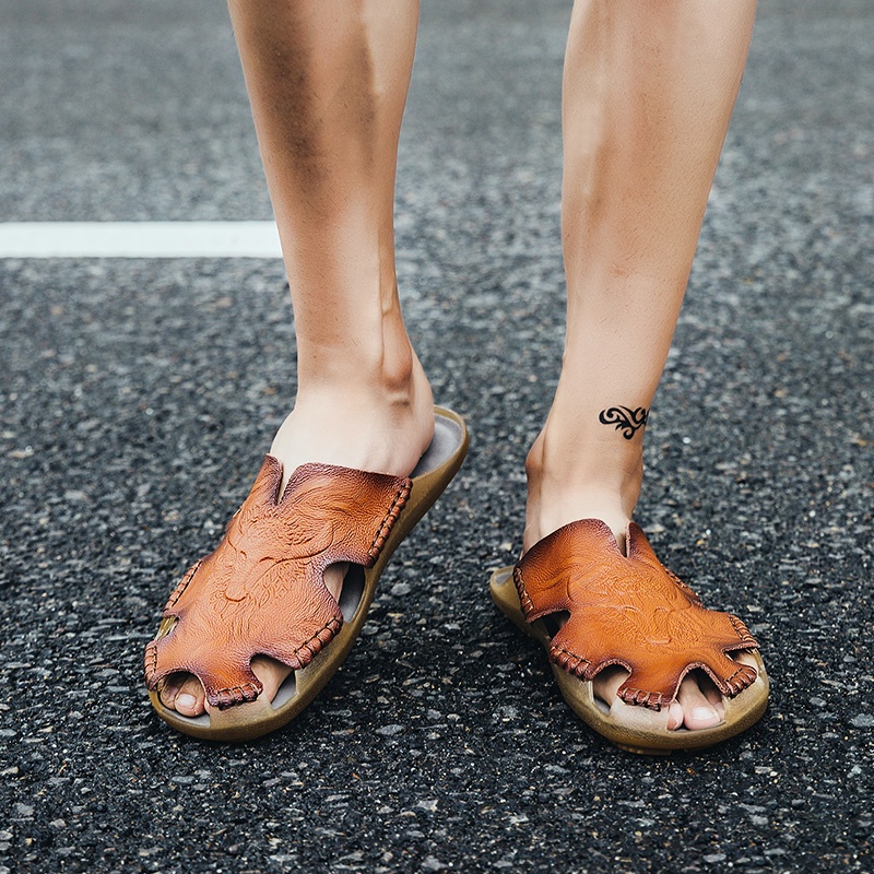 COD Sepatu Sandal Slide Pria Gunung Casual Pria Sandal Hiking Kulit Asli Original/Sandal Slide Impor Keren t 021