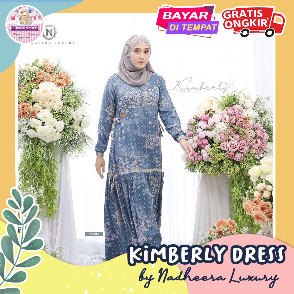 Dress Kondangan Muslim Wanita Gamis Syari Busui Bahan Rayon Adem Kimberly Dress by Nadheera Luxury