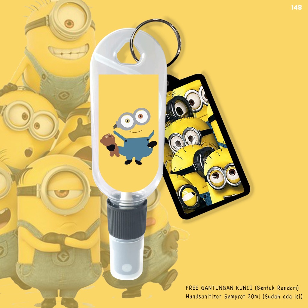 (FREE GANTUNGAN KUNCI) HAND SANITIZER SPRAY GAMBAR MINIONS / 100% REAL PICTURE / SUDAH INCLUDE ISI