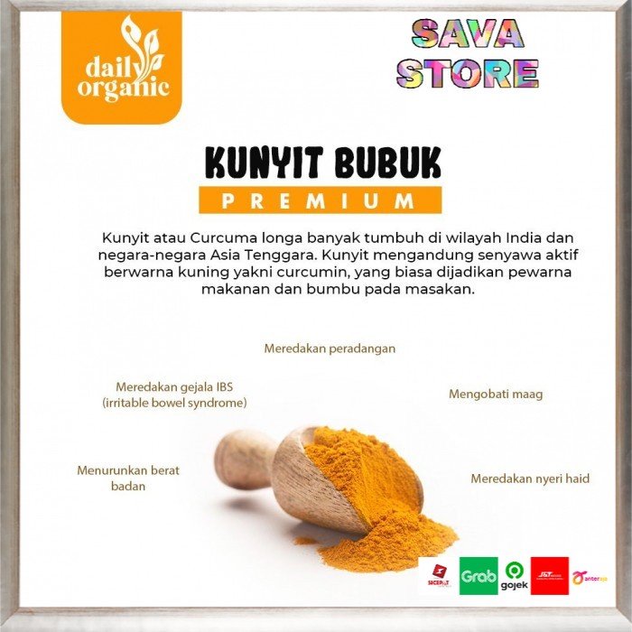 BUBUK KUNYIT MURNI PREMIUM ASLI BY DAILY ORGANIC TURMERIC POWDER PREMIUM ORIGINAL