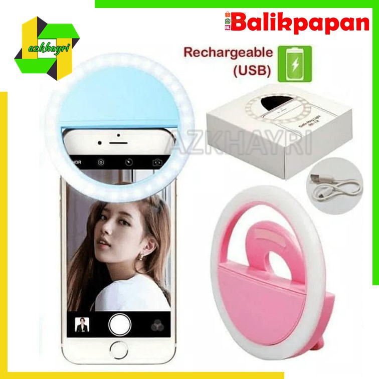 RING LIGHT SELFIE LED LAMPU LAMP RECHARGE 3 MODE