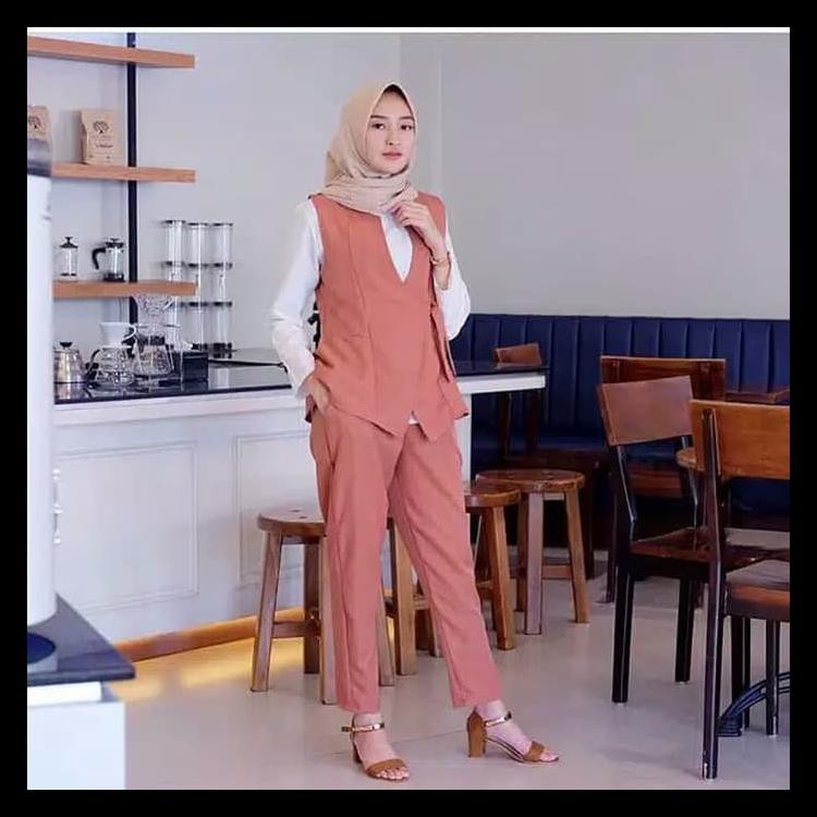 TERFAFORIT PAKAIAN WANITA DEWASA REMAJA KOREA ATASAN BAJU SETELAN OUTER PREMIUM - MERAH MUDA PRODUK