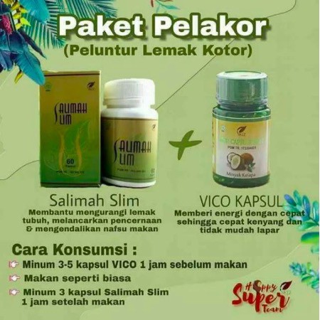 ✅ TERLARIS ✅ PAKET PELUNTUR LEMAK PELAKOR DIET HERBAL SALIMAH SLIM VCO SR12