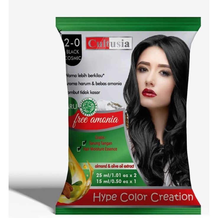 Cultusia Hype Color Creation Sachet Pewarna Rambut Bebas Amonia Sachet Semir Rambut Hitam Instan