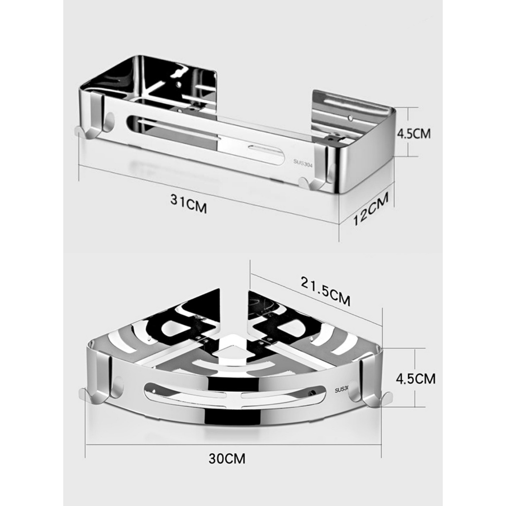 Goland Rak Kamar Mandi Sudut Tempel Dinding Stainless Steel Rak Sabun Sudut Rak Gantung Toilet Rak Shampoo Susun