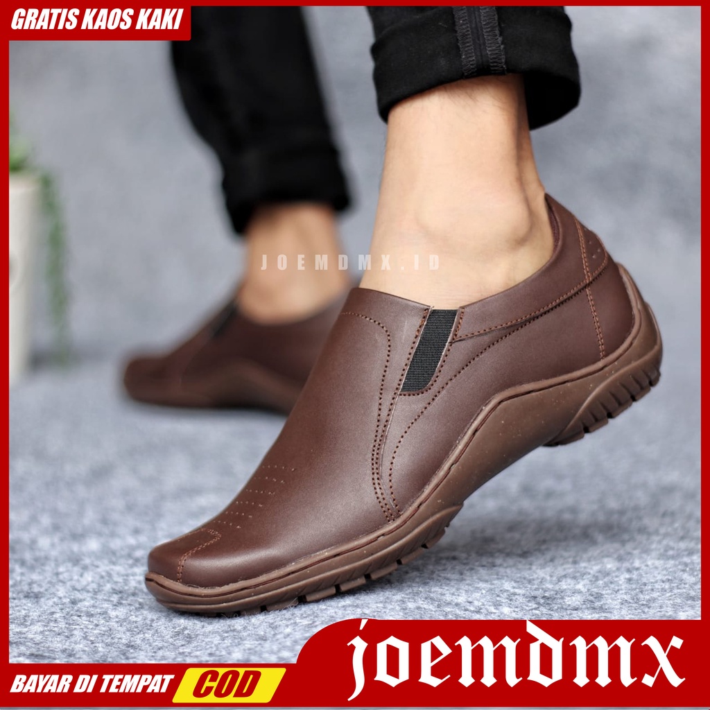 BADIL Sepatu Slip On Casual Kulit Asli  Kasual Formal Pantofel Kerja Kantor Kondangan Original Murah Pria/Cowok