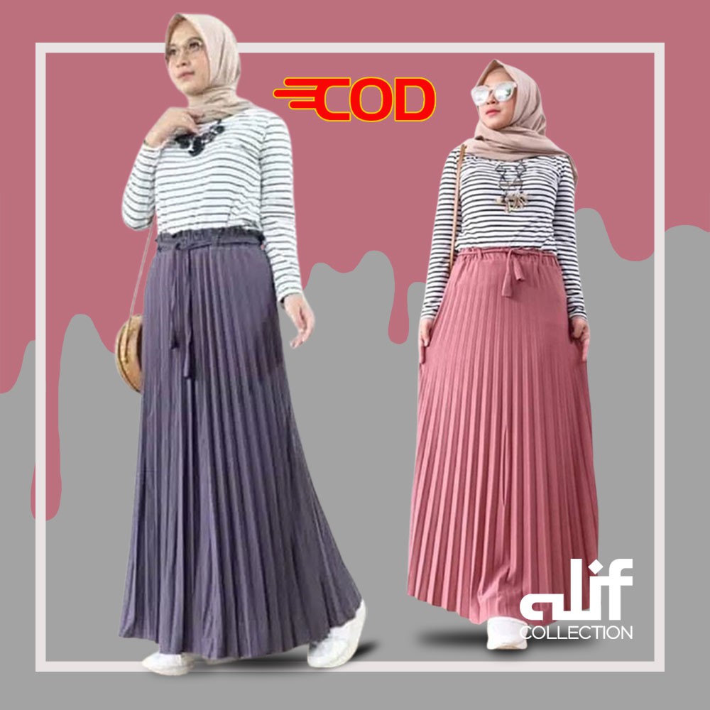 Rok Plisket Import Rok Plisket Premium Rok Plisket Jumbo Rok Plisket Putih Rok Plisket Tali Murah