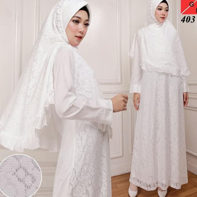 Baju Gamis Wanita / Gamis Putih / Muslim Wanita #403 STD Fashiion muslim/Dress Muslim