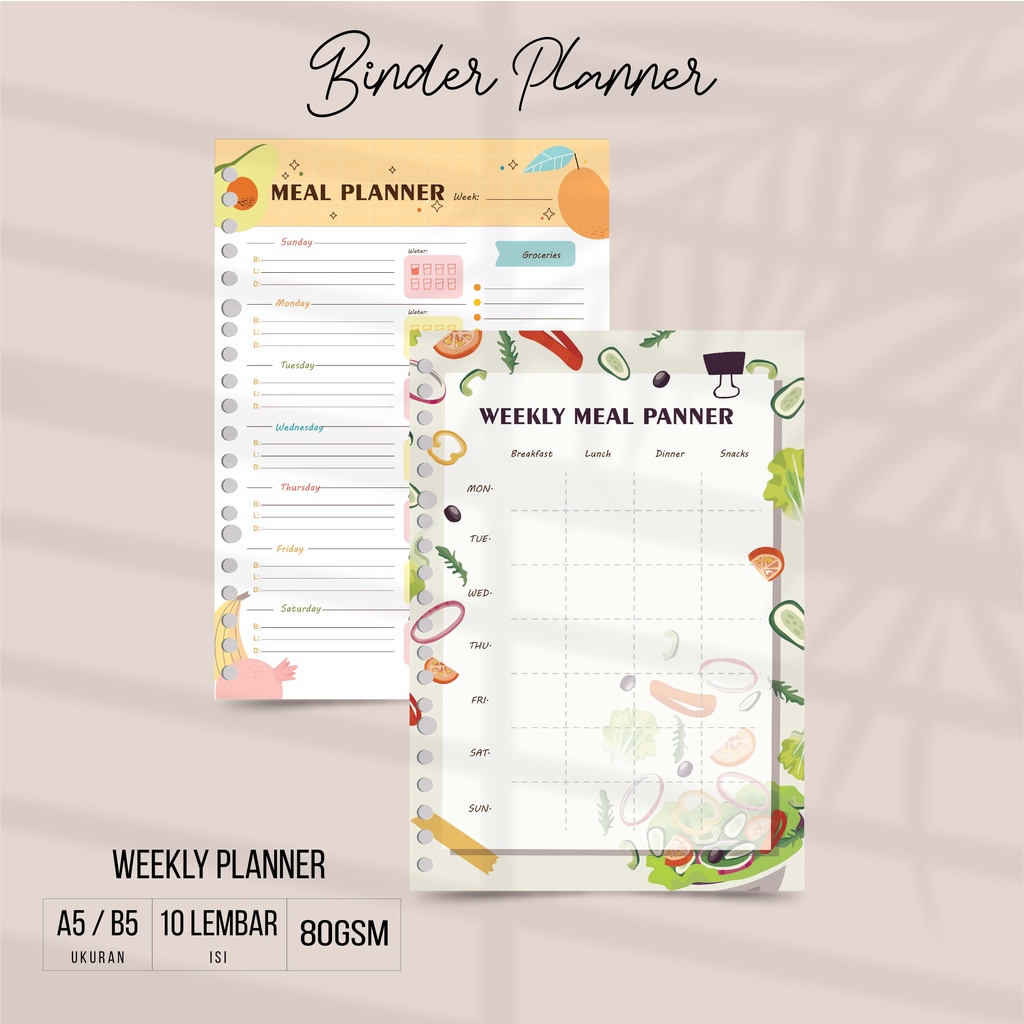 

Artomaringi Isi Binder Loose Leaf A5 & B5 Meal Planner LL06A