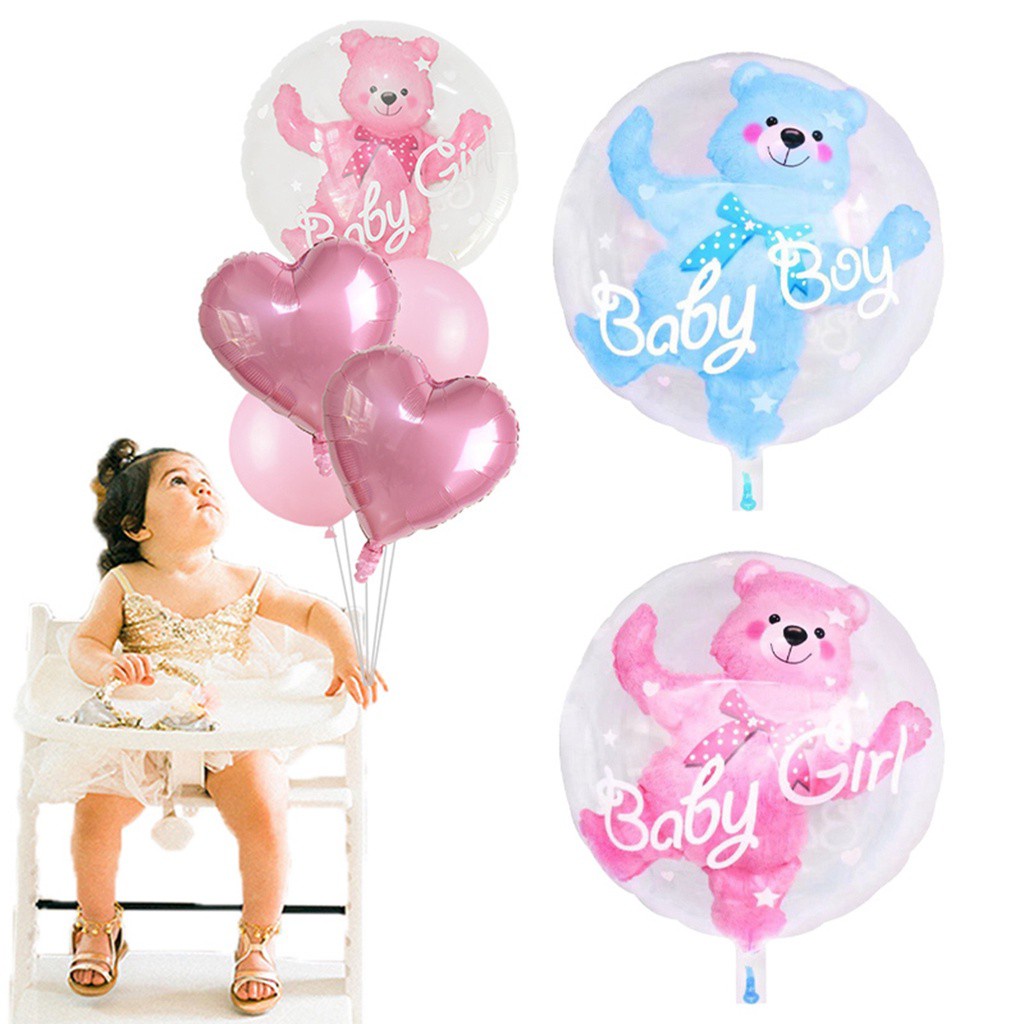 Rebuy Balon Transparan Motif Beruang Warna Biru / Pink Untuk Dekorasi Pesta Ulang Tahun / Baby Shower