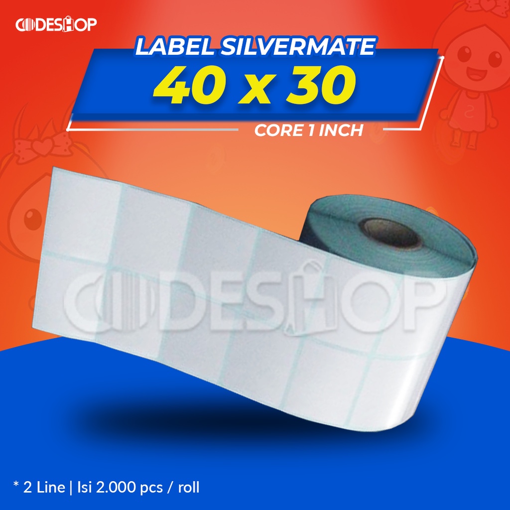 

Label Barcode Silvermate 40x30mm 2 Line isi 2000 pcs