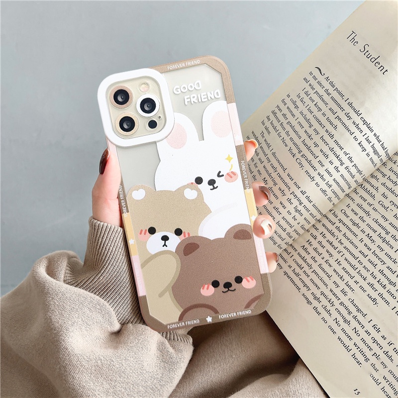 Soft Case Tpu Anti Jatuh Desain Boneka Beruang Untuk iPhone 7 6 6s 8 Plus XR X XS Max 11 13 12 Pro Max SE
