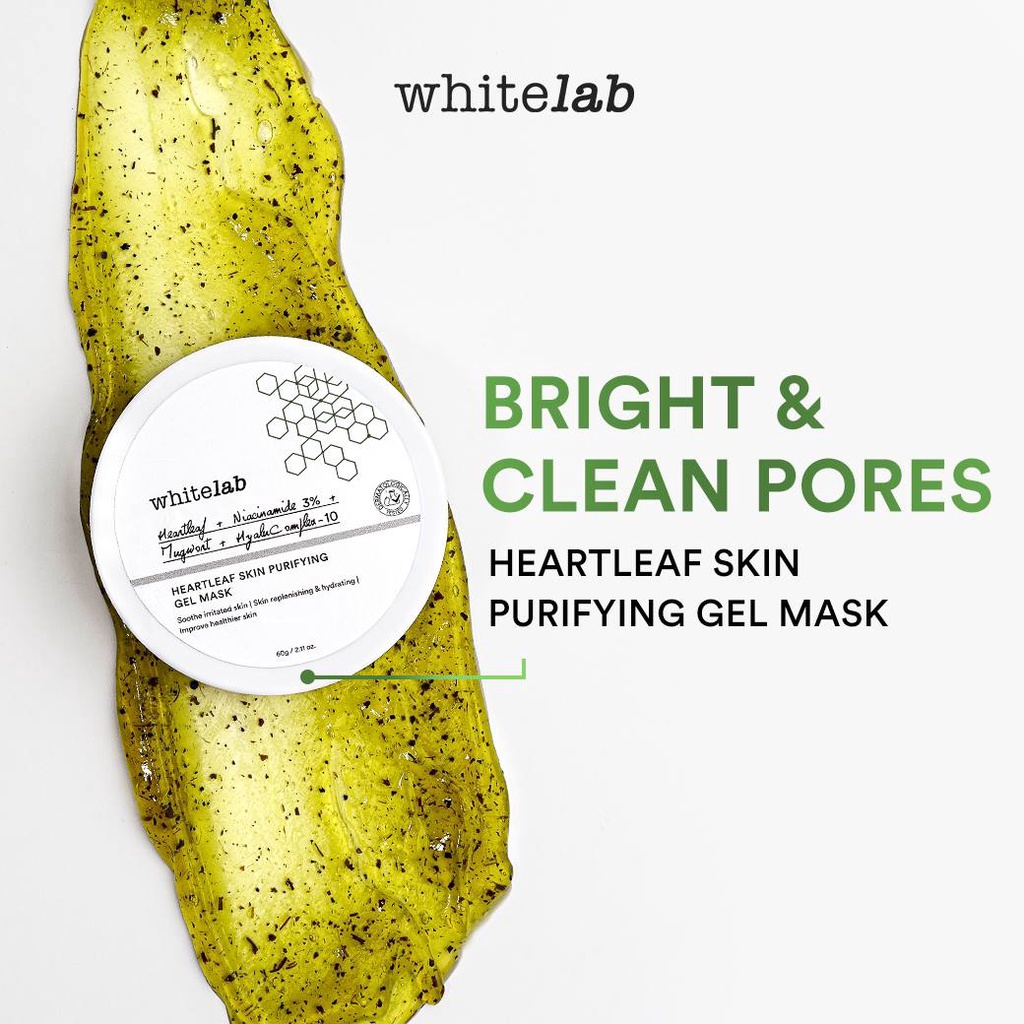 WHITELAB Heartleaf Skin Purifying Gel Mask - Masker Pembersih Perawatan Pencerah Pelembab Kulit Wajah Kusam