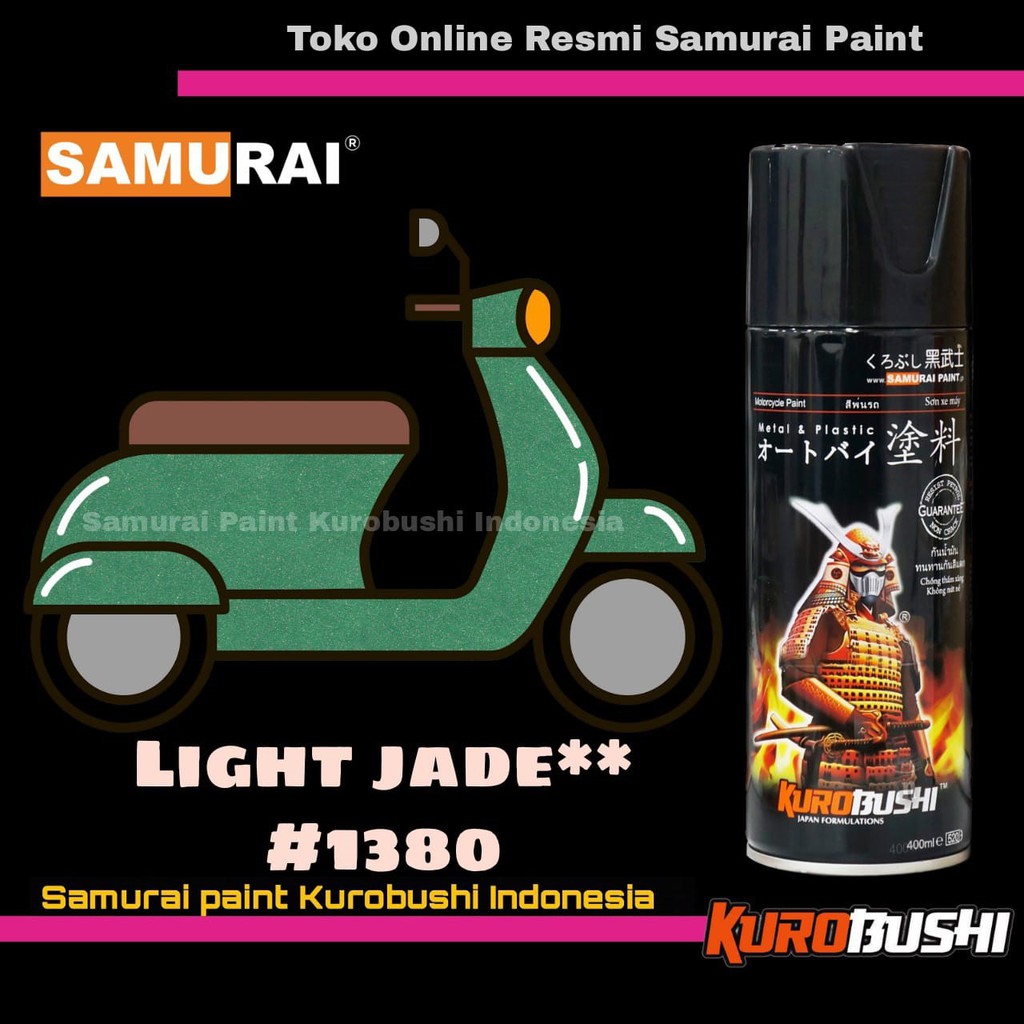 Samurai Paint METALLIC LIGH JADE 1380 Warna Hijau Batu Giok Metalik Cat Semprot Aerosol Samurai